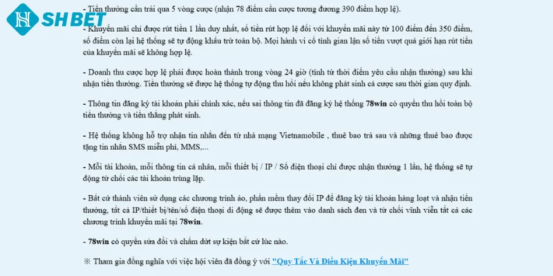 Lưu ý khi tham gia khuyến mãi đăng ký tặng 78K tại 78WIN